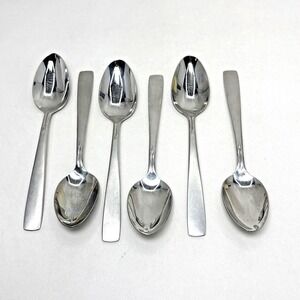 Oneida Satin Accent Set of‎ 6 Tea Spoons 6" Stainless USA Flatware